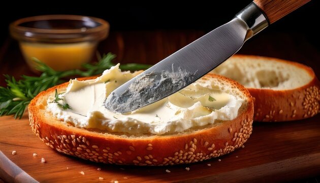 Bagel with Cream Cheese - A Delicious Breakfast Treat.