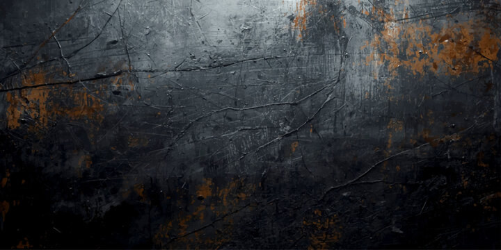 A dark vintage grunge metal background featuring an old aged texture with rusty brown patterns on a rough weathered surface