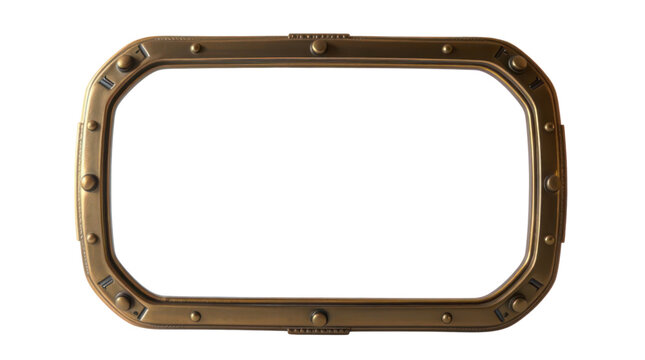 Decorative Brass Metallic Frame with Rivets for Vintage Steampunk Design Overlay