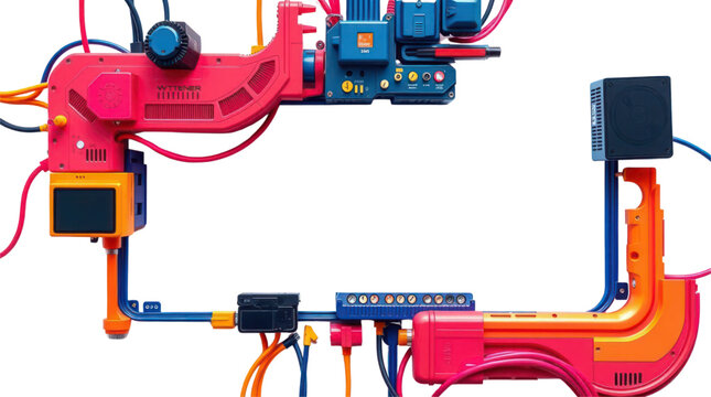 System of Interconnected Futuristic Components for Data Transfer and Industrial Innovation