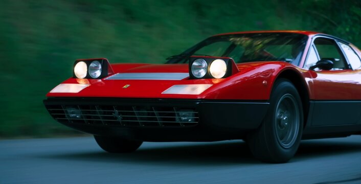 Ferrari 365 GT4 BB, Retro, Classic, Sports Car red sports car on the road