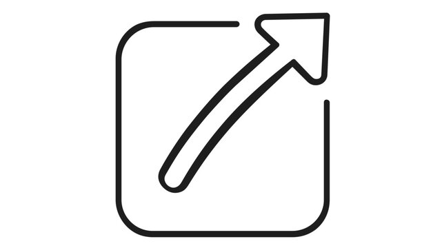 Minimalist vector icon illustration of an external link or export symbol, featuring a clean line art square with a diagonal arrow pointing out, perfect for UI/UX design and web navigation.