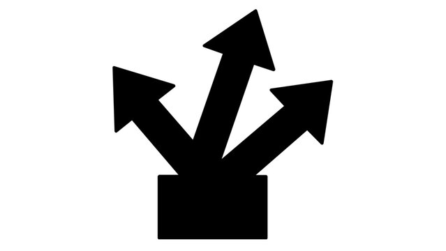 Minimalist vector icon illustration of a load balancer with an arrow splitting into three divergent paths, ideal for tech, cloud computing, devops, and network distribution concepts.