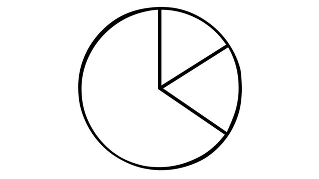 Minimalist black and white vector icon illustration of a circular pie chart divided into three distinct segments, ideal for customer segmentation, data analysis, business statistics, and reports.