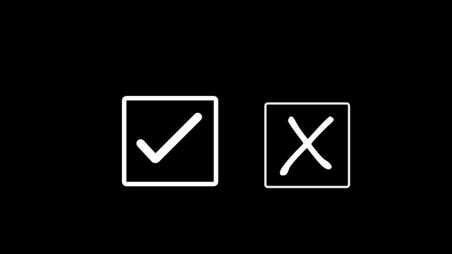 Select the check mark on a laptop. check right and wrong marks. concept decide to choose vote. yes or no decisions, and business options for difficult situations in dilemma.