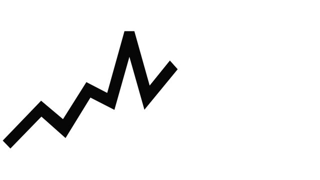 Vector icon illustration of a black jagged line graph showing latency, delay, or performance fluctuations. Minimalist flat design for tech, cloud computing, devops, and data analysis visuals.