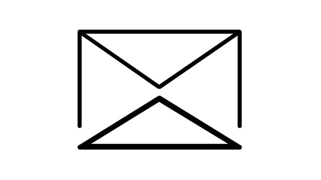 Minimalist black line art vector icon of an envelope with a downward arrow, symbolizing email marketing, digital communication, message delivery, and inbox notifications. Simple flat illustration.