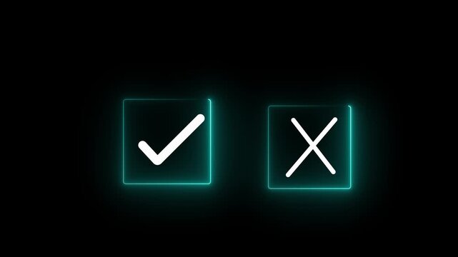 Select the check mark on a laptop. check right and wrong marks. concept decide to choose vote. yes or no decisions, and business options for difficult situations in dilemma.