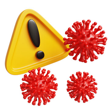 A stylized 3D rendered illustration of a virus danger, isolated on transparent background