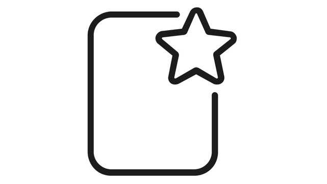 Scalable vector icon illustration of a document with a star symbol, perfect for task prioritization, favorite files, bookmarks, or important notes in a clean, minimalist line art style.