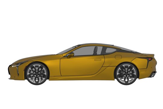 car isolated on white background, 3d illustration, cg render