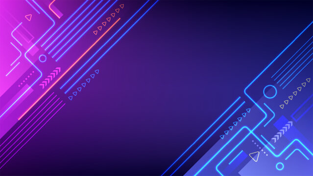 futuristic technology neon background with blue and purple geometric tech lines for gaming and cyberpunk aesthetic