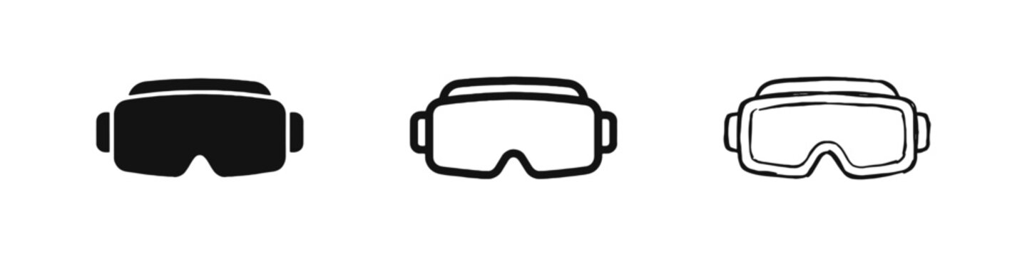 Virtual Reality Headset and VR Goggles Technology Icon Set