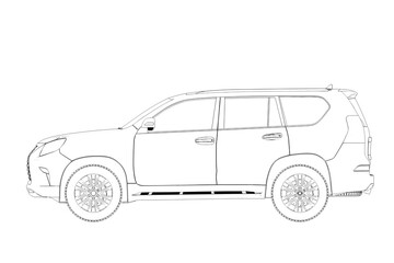 Fototapeta premium car outline drawing, sketch, contour image