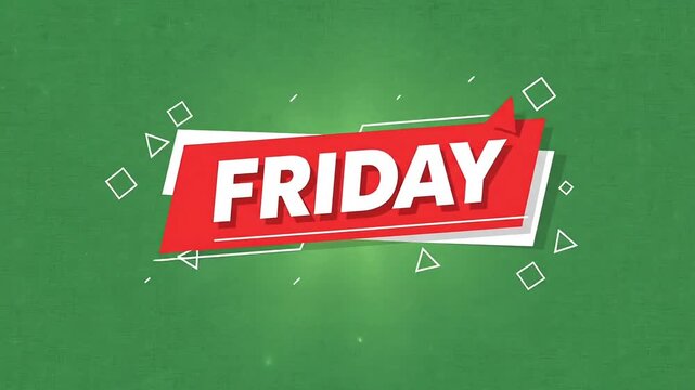 Dynamic red Friday sale banner with bold white typography on vibrant green background abstract