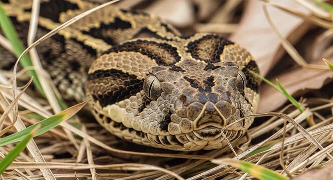 Close-up of a Camouflage Ball Python in Natural Habitat