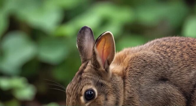 Close-up of a Brown Rabbit in Natural Environment