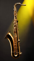 Naklejka premium Brazilian jazz event promotion with saxophone spotlight