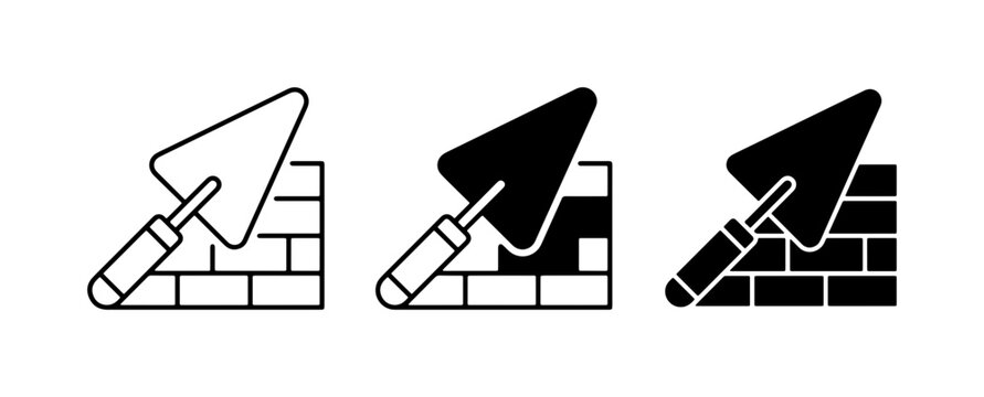 Masonry Trowel Icons, Bricklaying Tools, Construction Symbols, Building Process, DIY Home Improvement