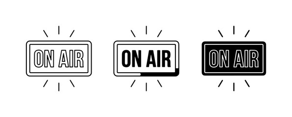 Obraz premium On Air Light Signs, Broadcast Studio Indicator, Live Recording Signal, Radio Television Media Icons