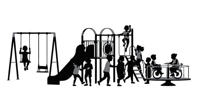 Playground, kids playground, black silhouette, outdoor playset, park equipment
