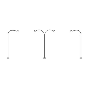 Public Street Light Pole at Night Against Dark Background. Vector Illustration.