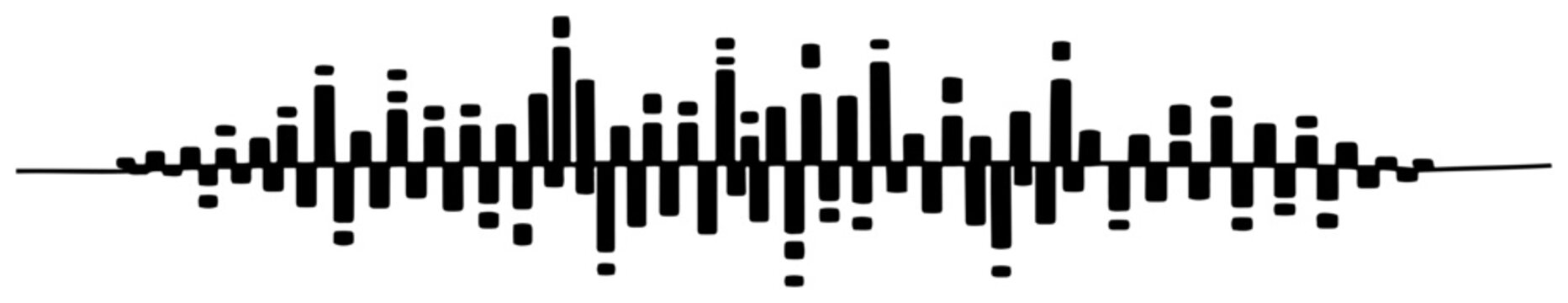 Digital sound wave visualization with vertical equalizer bars in minimalist style