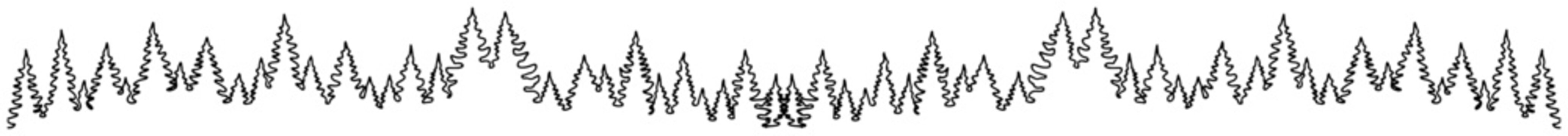 Minimalist line art outline of a coniferous pine forest landscape