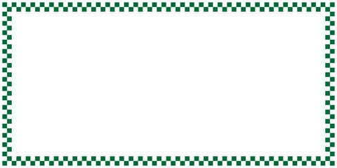 Green and white checkered border frame design with empty white copy space. Classic racing flag pattern rectangular frame for sports, automotive, or retro theme. © Muhammad
