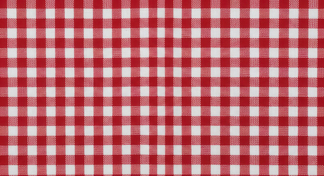 Seamless red gingham pattern fabric, classic picnic checkered textile for backdrop or wallpaper