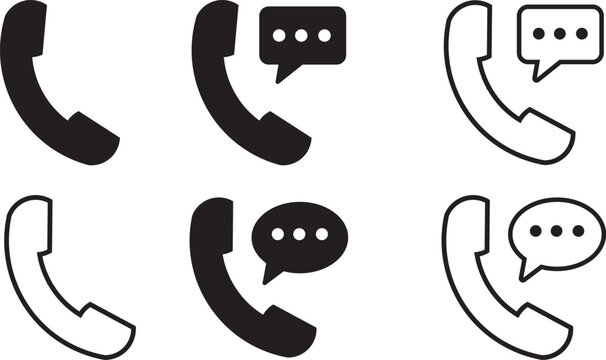 Phone Icon Set Telephone Call Sign Contact Us Vector Illustration UI UX Communication Symbols for Web Apps and Software Design