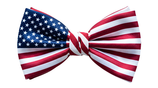 American flag bow tie stars and stripes pattern isolated on transparent background