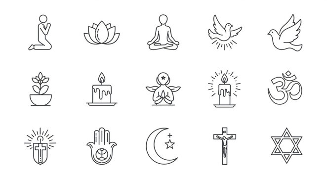 Religious symbols from various faiths icons.