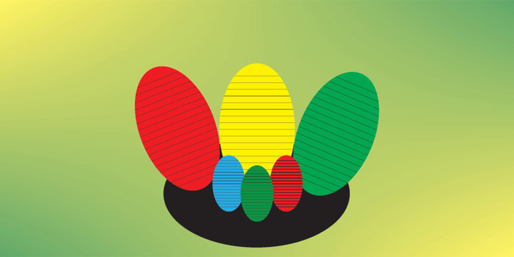 egg rainbow large and small baground gradien green and yellow