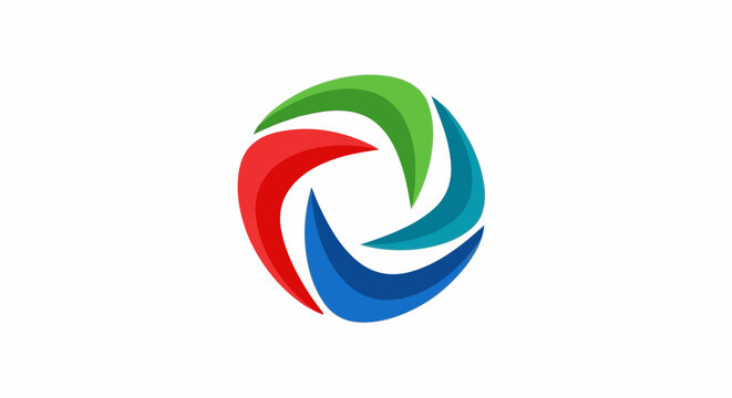 Swirling abstract logo with four colorful, curved elements