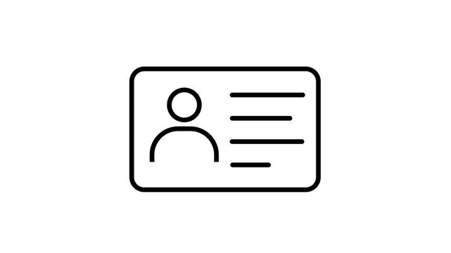 Stack of white outline identification cards with person icon, .Id card icon employee badge, driver license and staff identification .