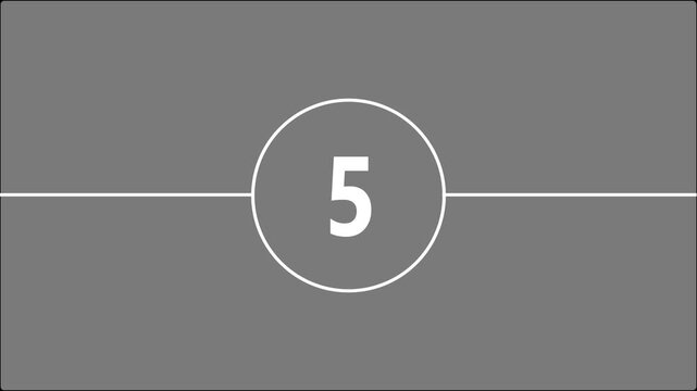 10-0 second Count Down, classical countdown timer with a muted cyan color circular animation, Old film strip countdown 10 to 0 in black background.