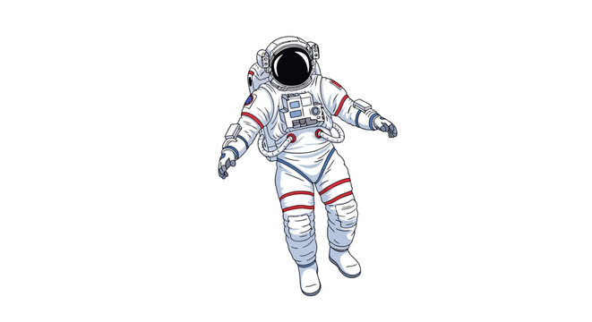 Astronaut floating in space, white background