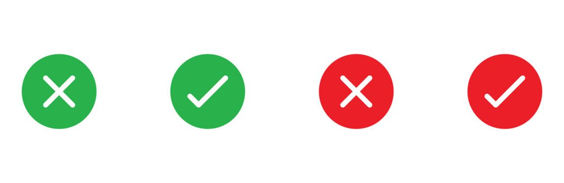 simple icon vector of tick and cross symbol. Yes, no, Correct, Wrong