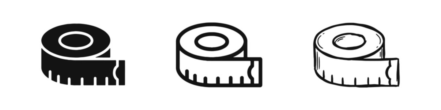 Measuring Tape Icons Set - Tailor Ruler Symbols for Sewing and Fitness