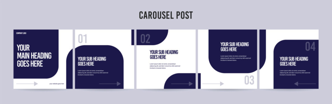 Editable Instagram Carousel Post Layout Set, Social Media Marketing microblog template design, tips & tricks linkedin post template, eps 10.