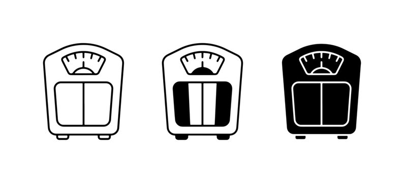 Weight Scale Icons, Bathroom Scale Vector Set, Body Weight Measurement Graphics