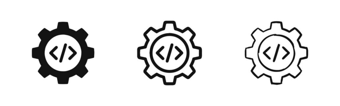 Coding and Web Development Gear Icon Set - Programming Settings