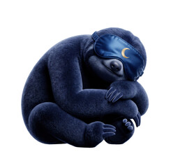 Fototapeta premium Cute blue sleeping sloth with moon sleep mask isolated. Bedtime and relaxation concept.