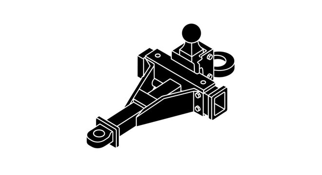 Isometric tow hitch silhouette on white background