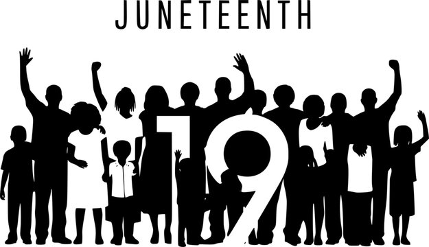 Juneteenth Celebration Silhouette - Diverse Community Commemorating June 19th Freedom Day