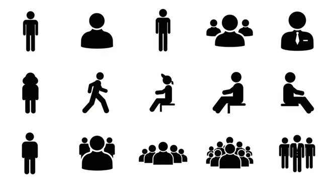 Black silhouettes of people icons.