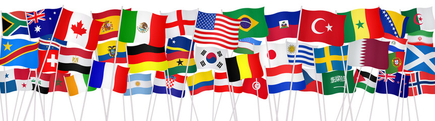 Fototapeta premium Banners from different nations for a global gathering