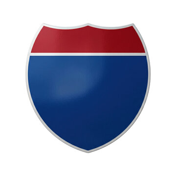 Blank interstate road shield sign isolated. Traffic sign mockup template.