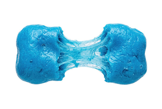 Stretchy blue slime material isolated. Tactile sensory toy.